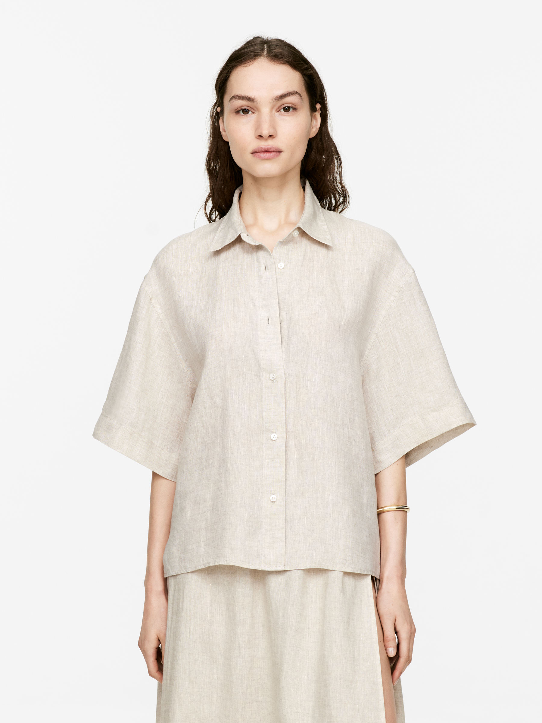 Relaxed Linen Shirt – Beige – Women – Arket Gb