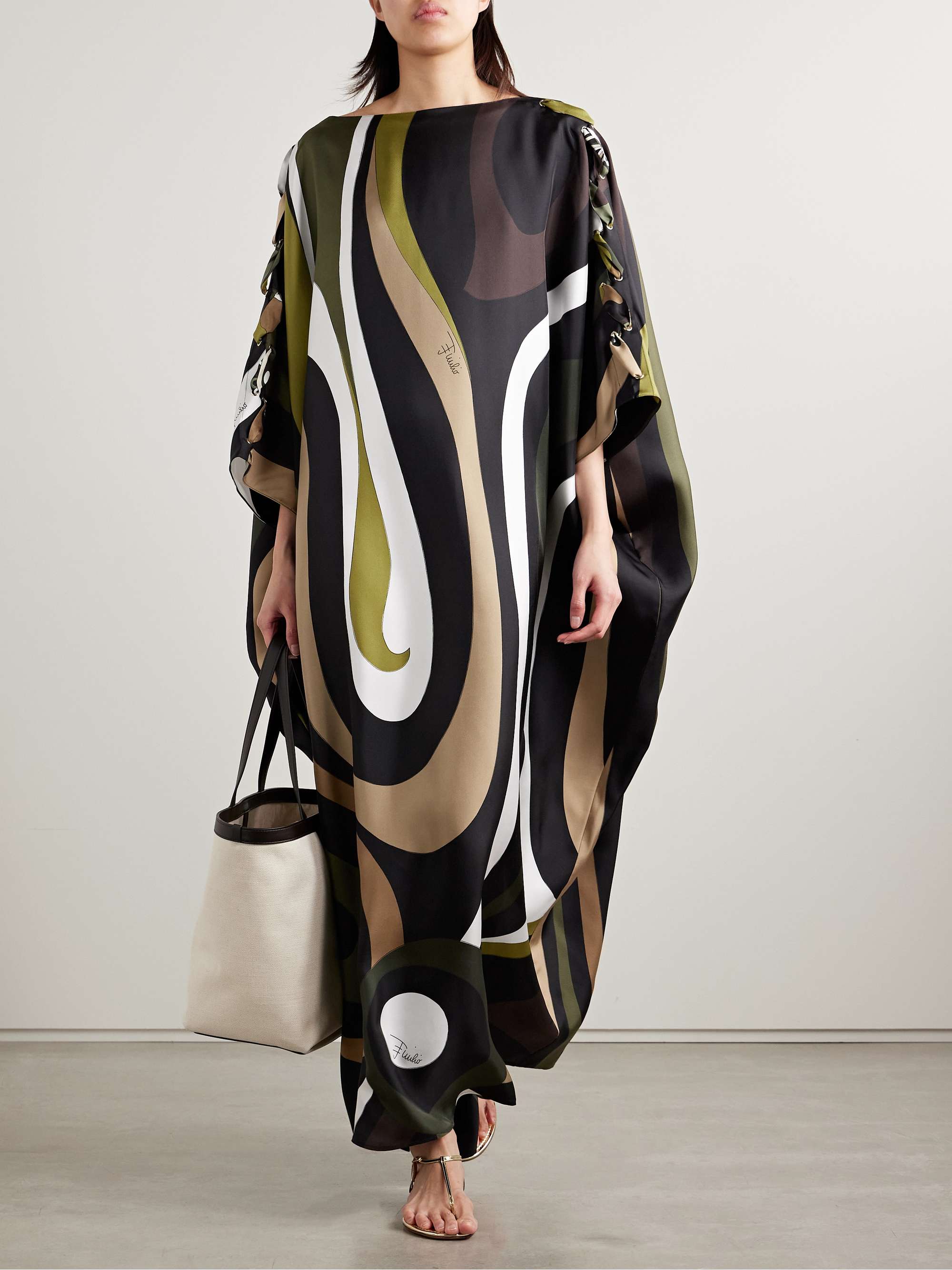 Big Marmo Printed Silk-Twill Kaftan