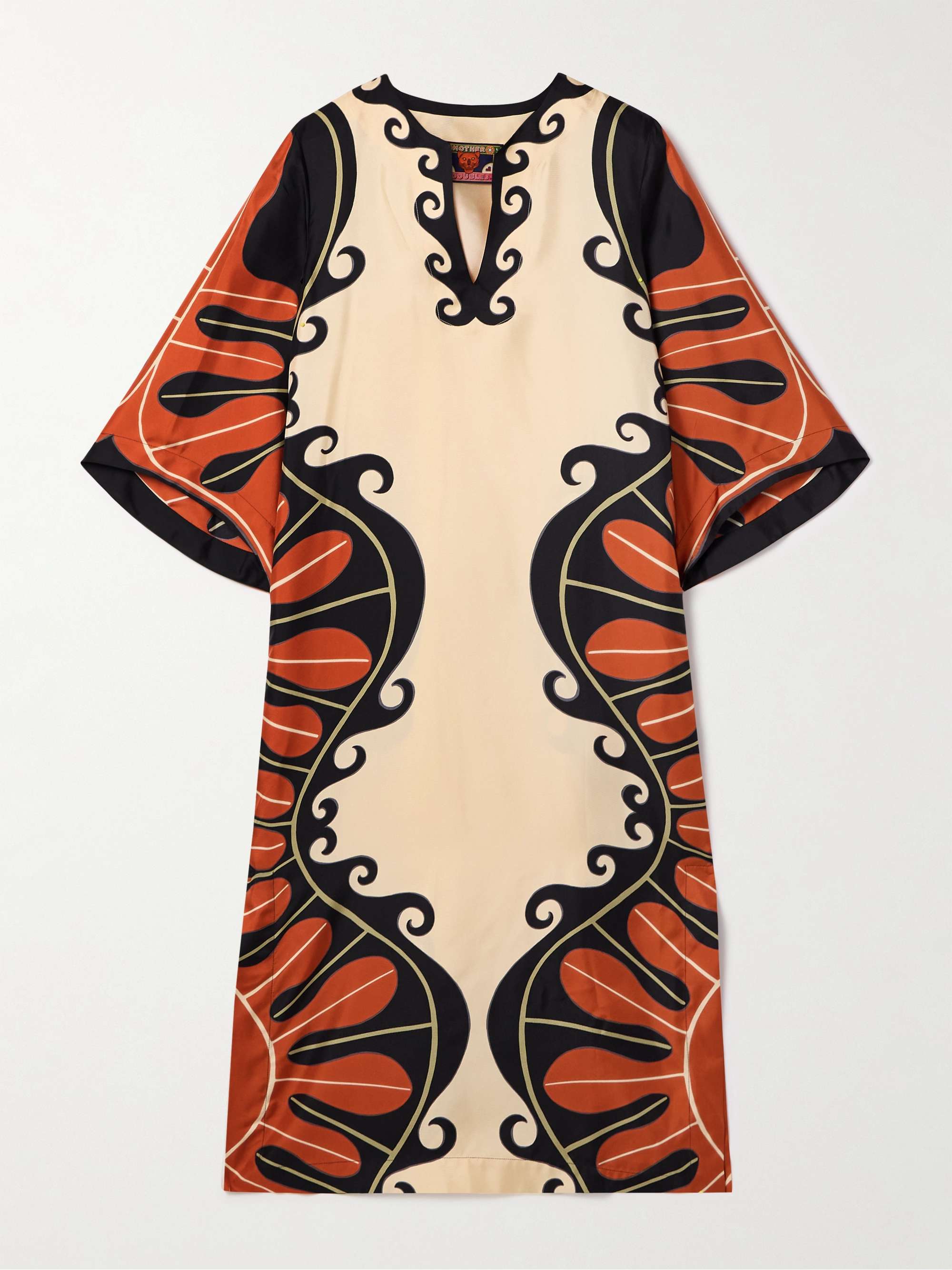 + Mother Printed Silk-Twill Kaftan