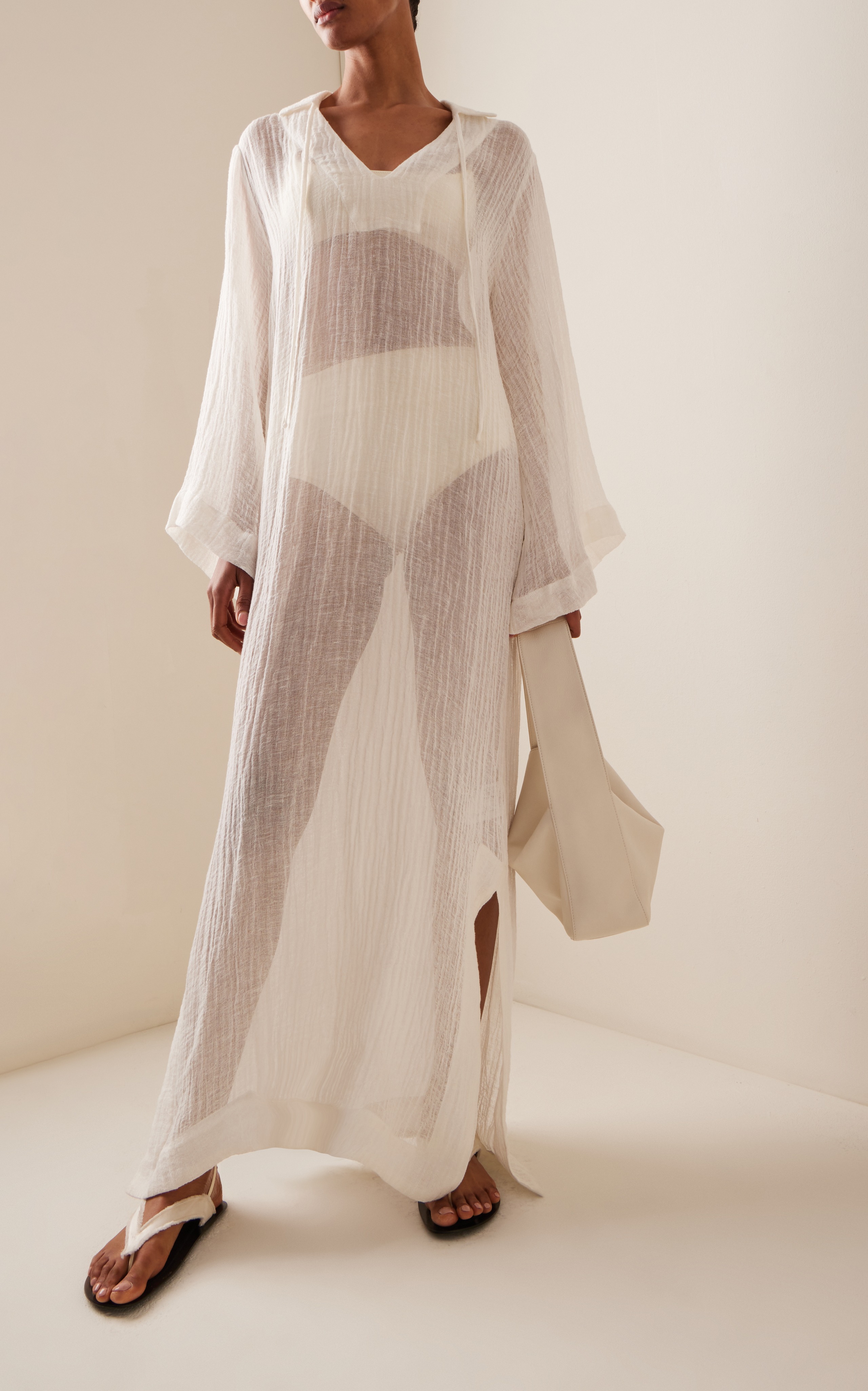 Linen-Blend Gauze Tunic Caftan