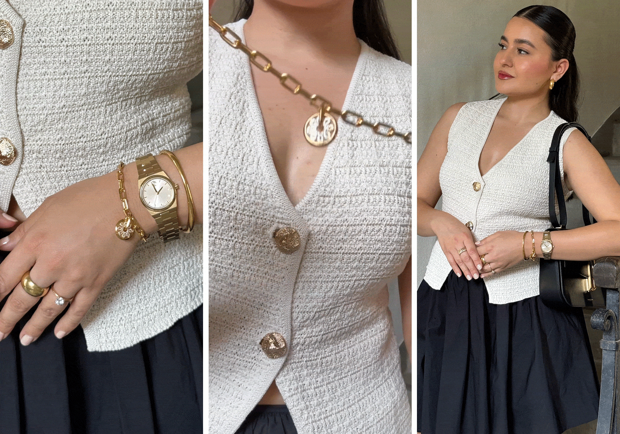 Collage of Influencer Wearing Movado Watch and Bracelet