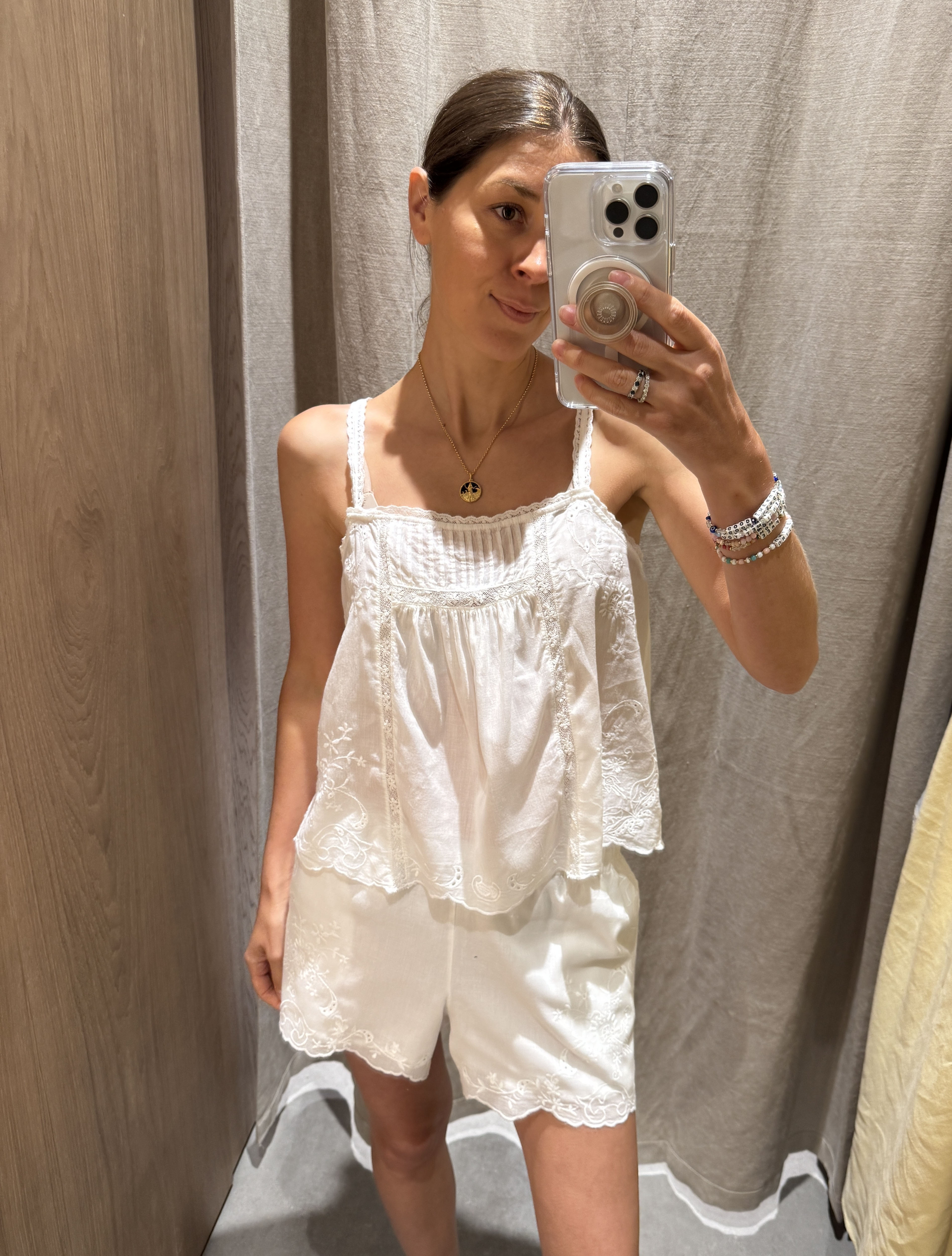 Woman in white cotton set