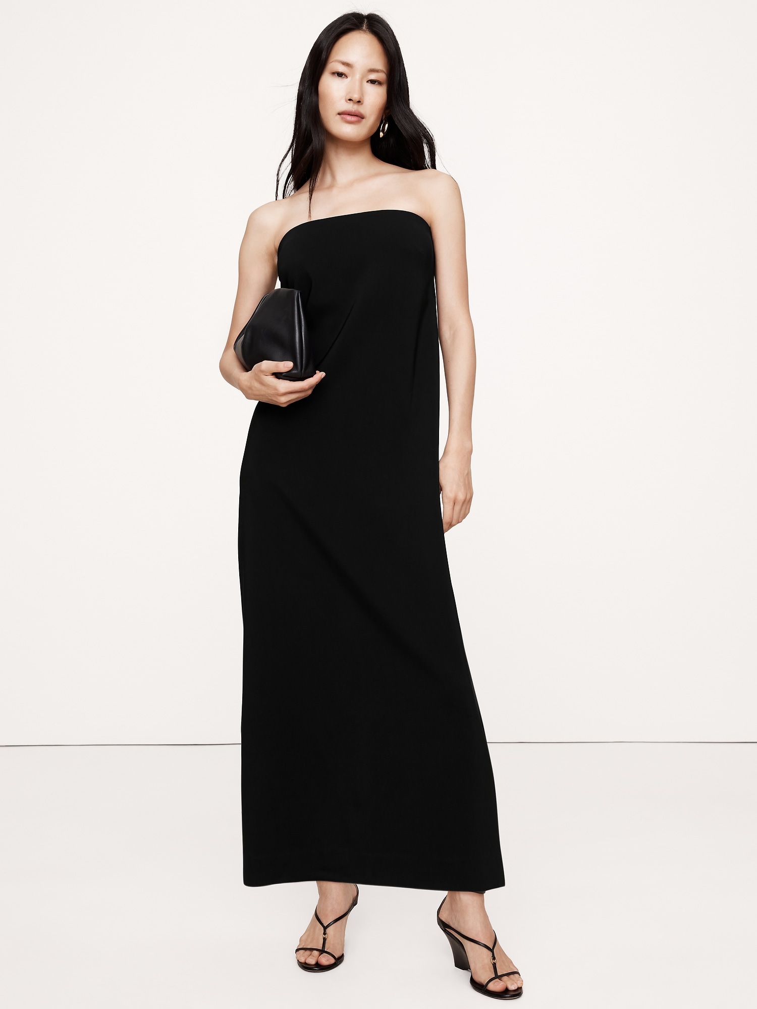 Stretch-Crepe Strapless Long Midi Dress