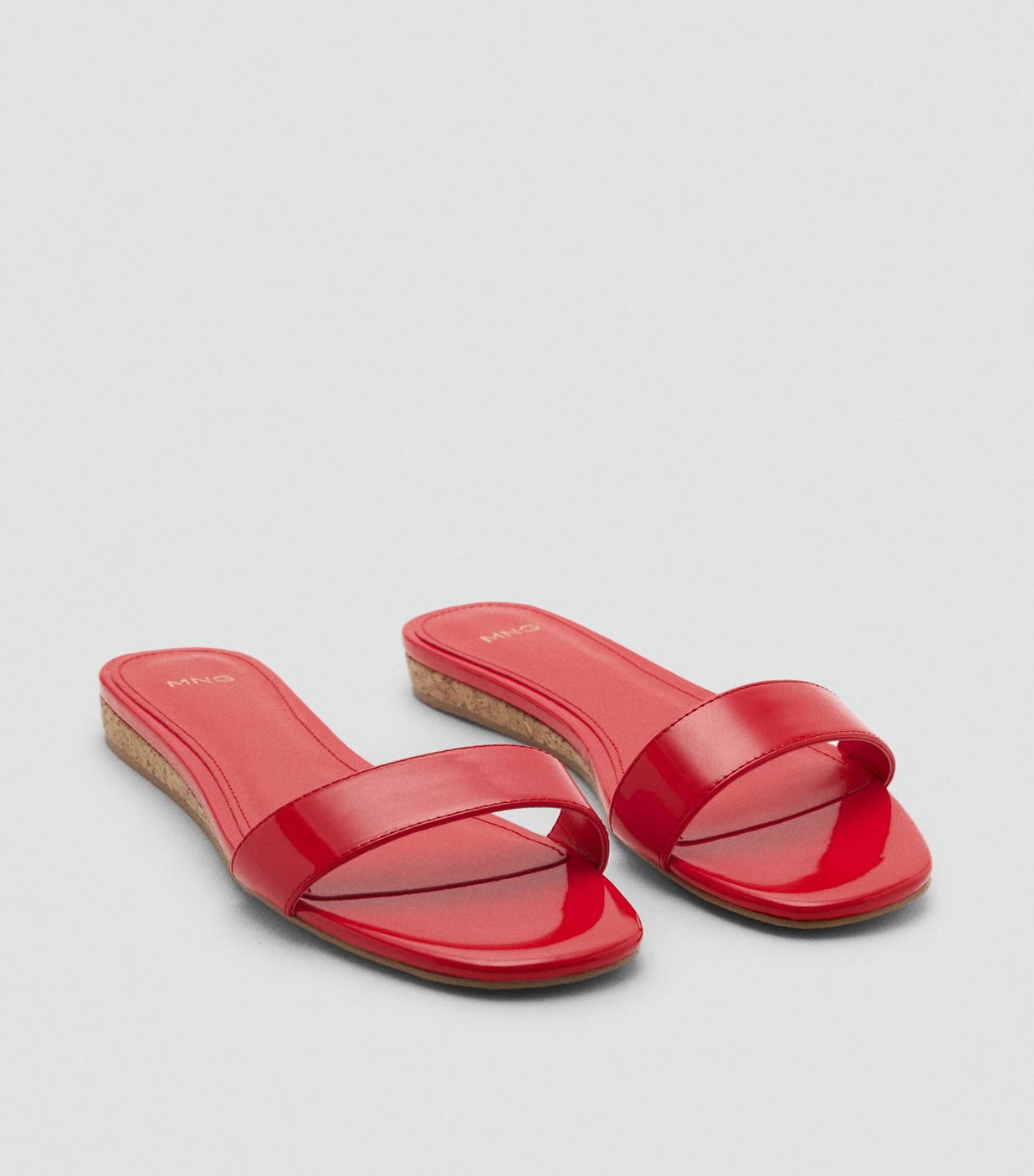 MANGO, Patent Leather-Effect Flat Sandals