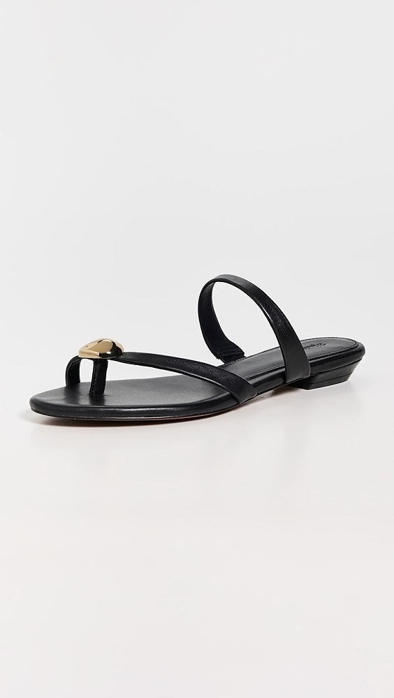 Madewell the Mila Organic Hardware Thong Slide Sandals in Leather