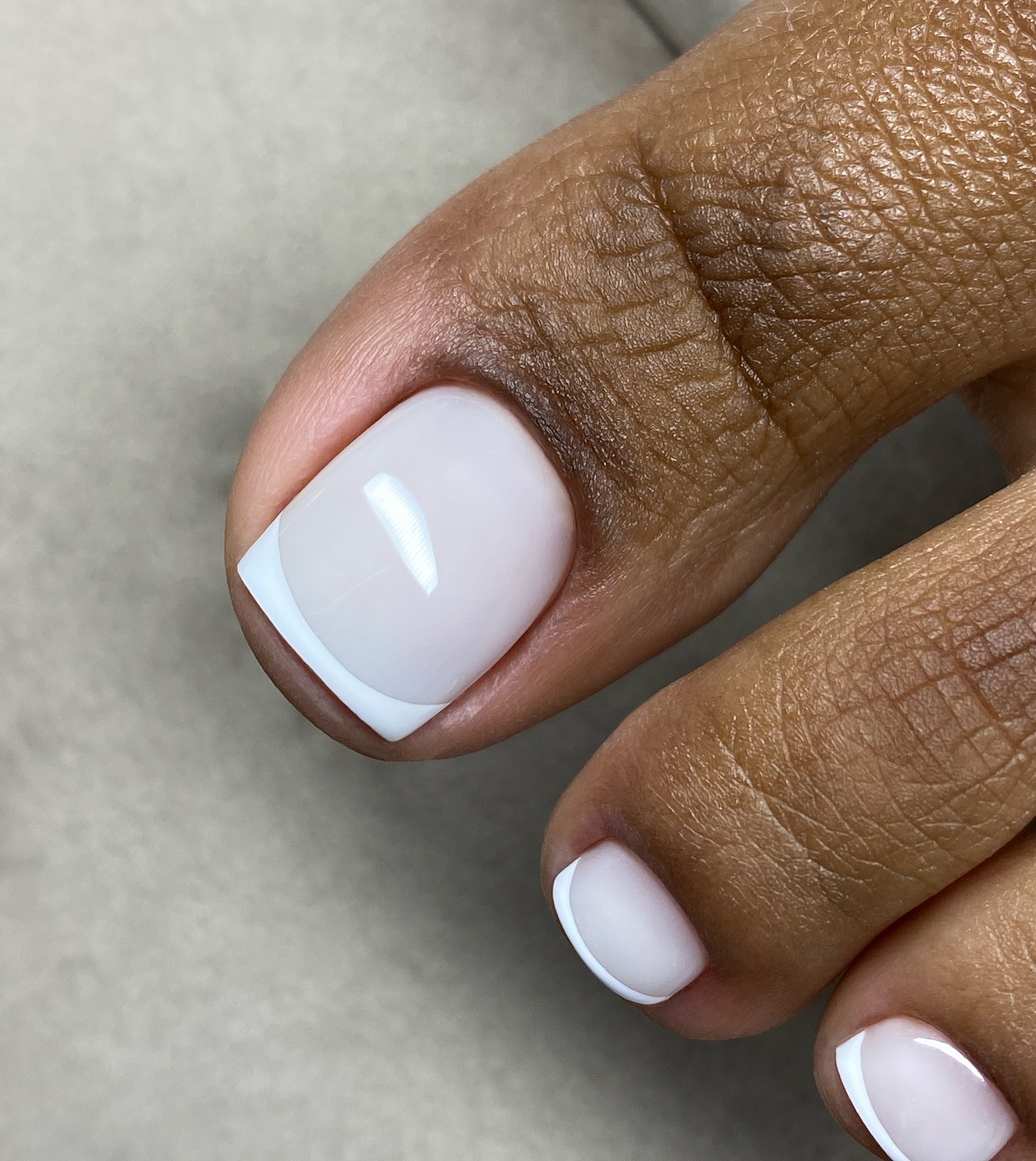 A milky French pedicure