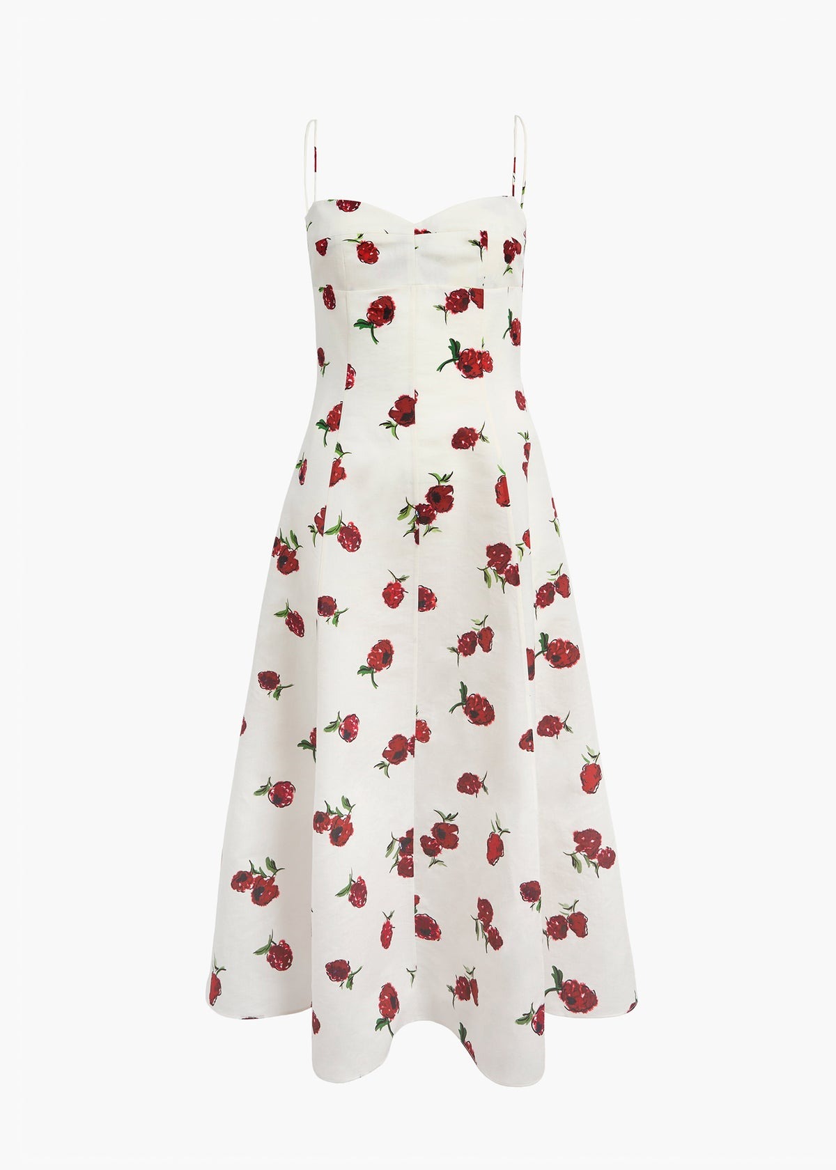 Khaite, Isabella Dress in Cream With Raspberry Print