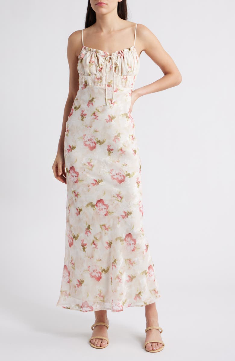 Floral Print Tie Front Maxi Dress