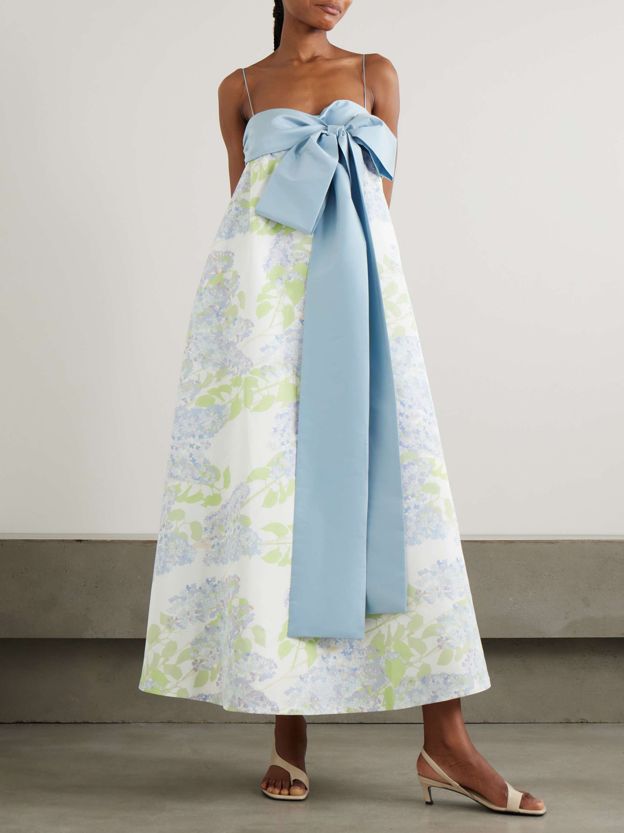 Bailey Bow-Embellished Floral-Print Taffeta Gown