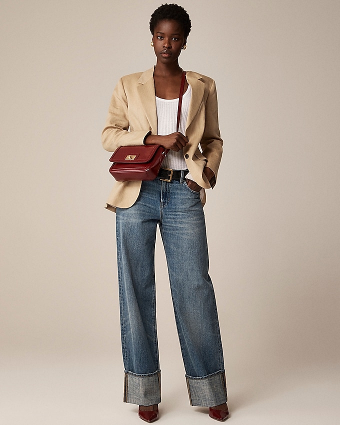 Cuffed Lower-Rise Wide-Leg Jean