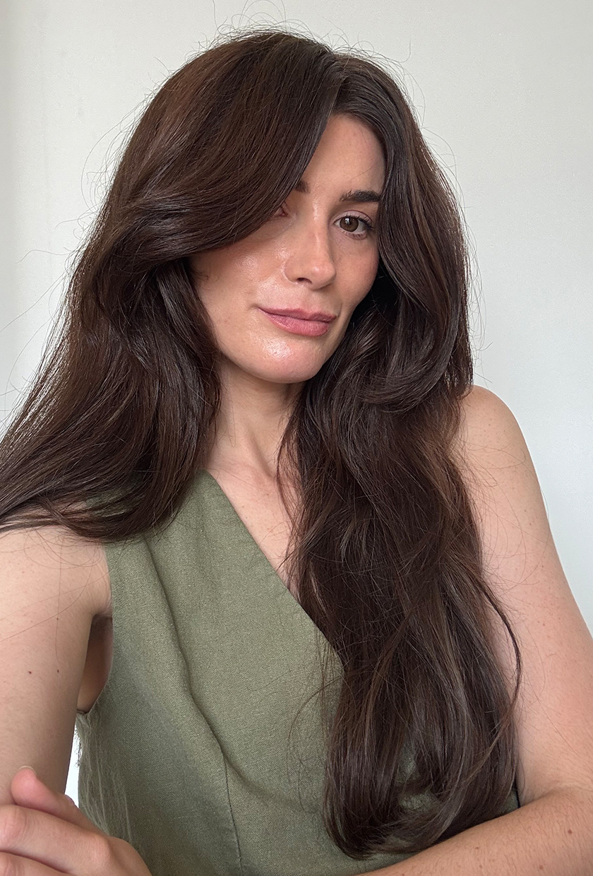 Eleanor's hair after styling and drying with Amika hot brush