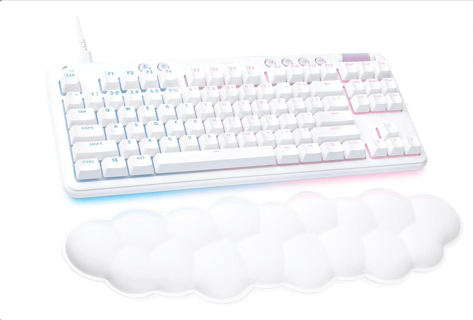 White keyboard with white wrist rest