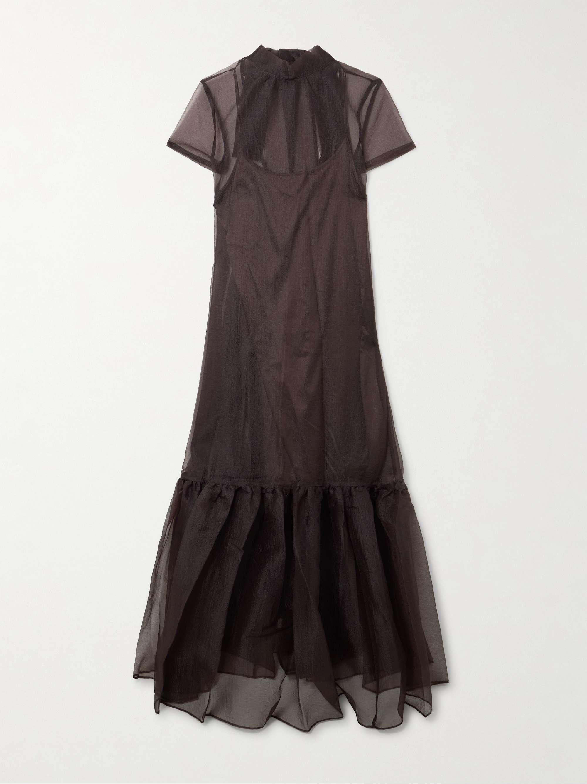 Calluna Tie-Neck Tiered Organza Maxi Dress