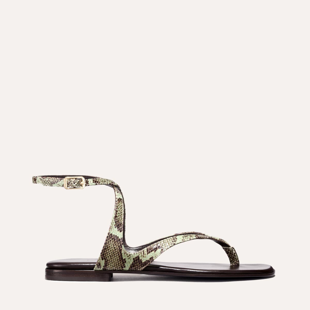 The Palermo Sandal - Mint Chocolate Python Embossed