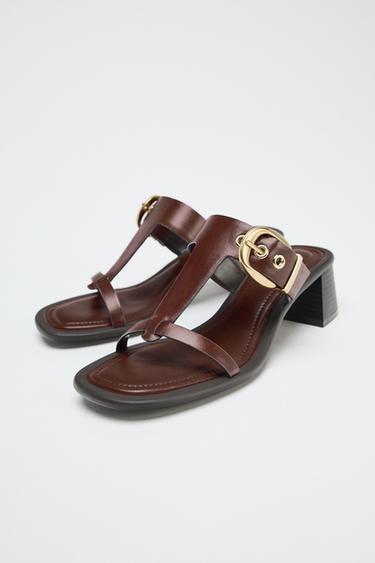Wide Heeled Leather Sandals