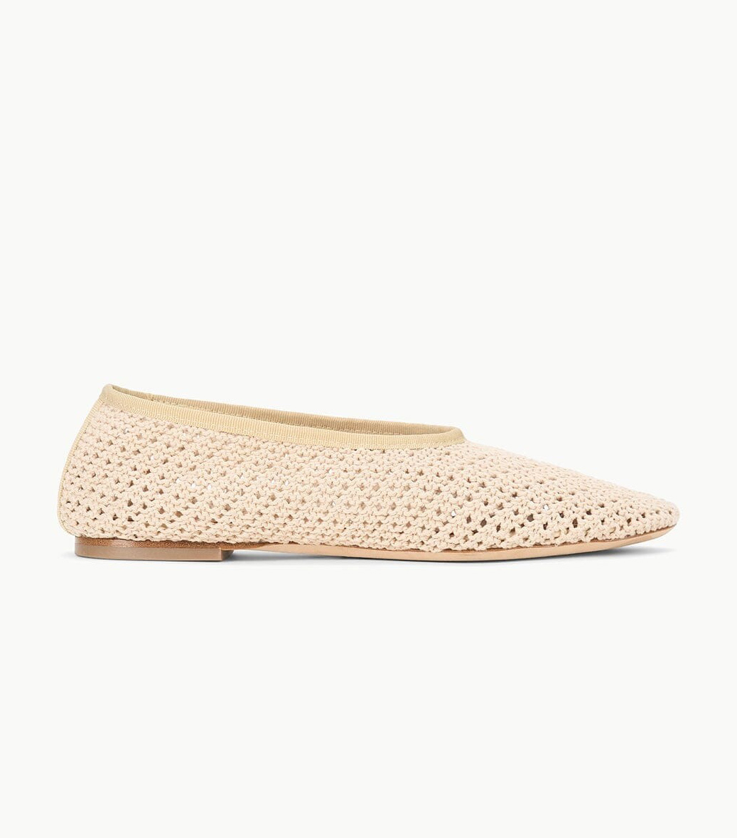 Staud, Alba Cream Crochet Ballet Flats