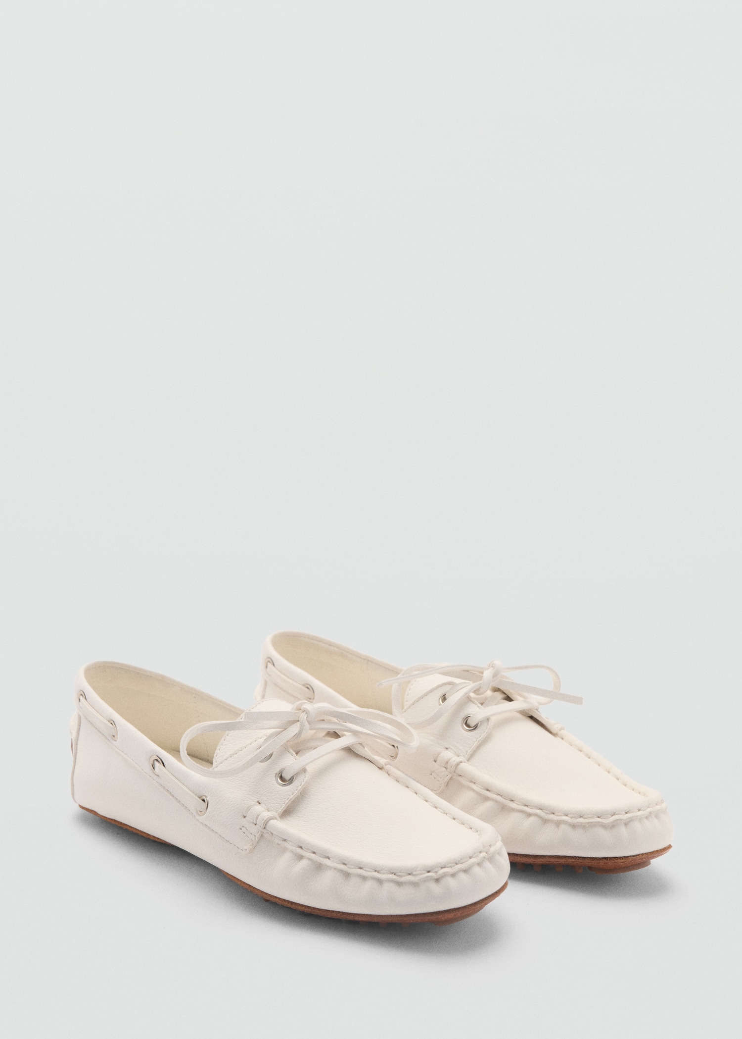 Leather Boat Shoes With Laces - Women | Mango Usa