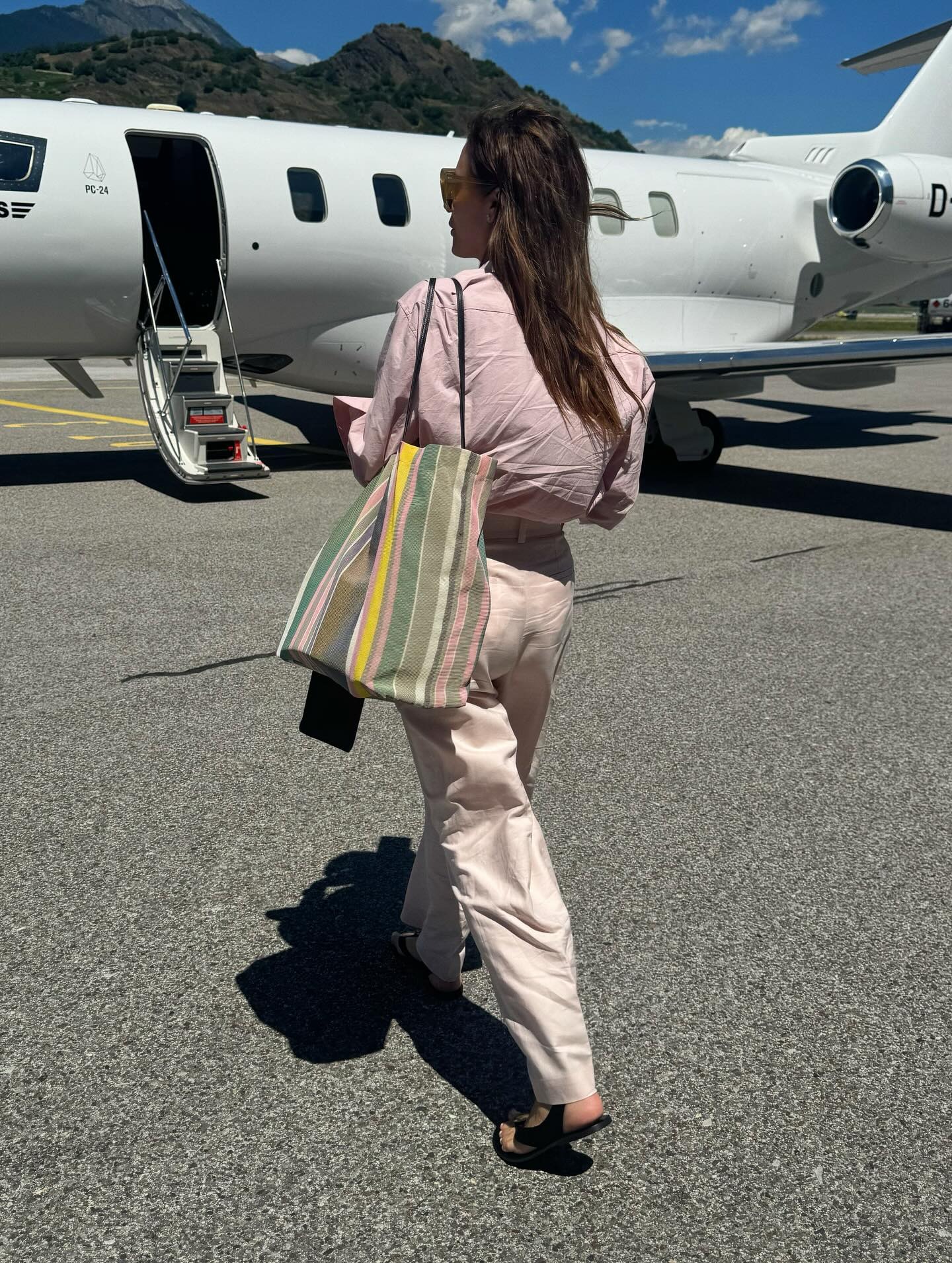 Morgan Stewart wearing a The Row bag