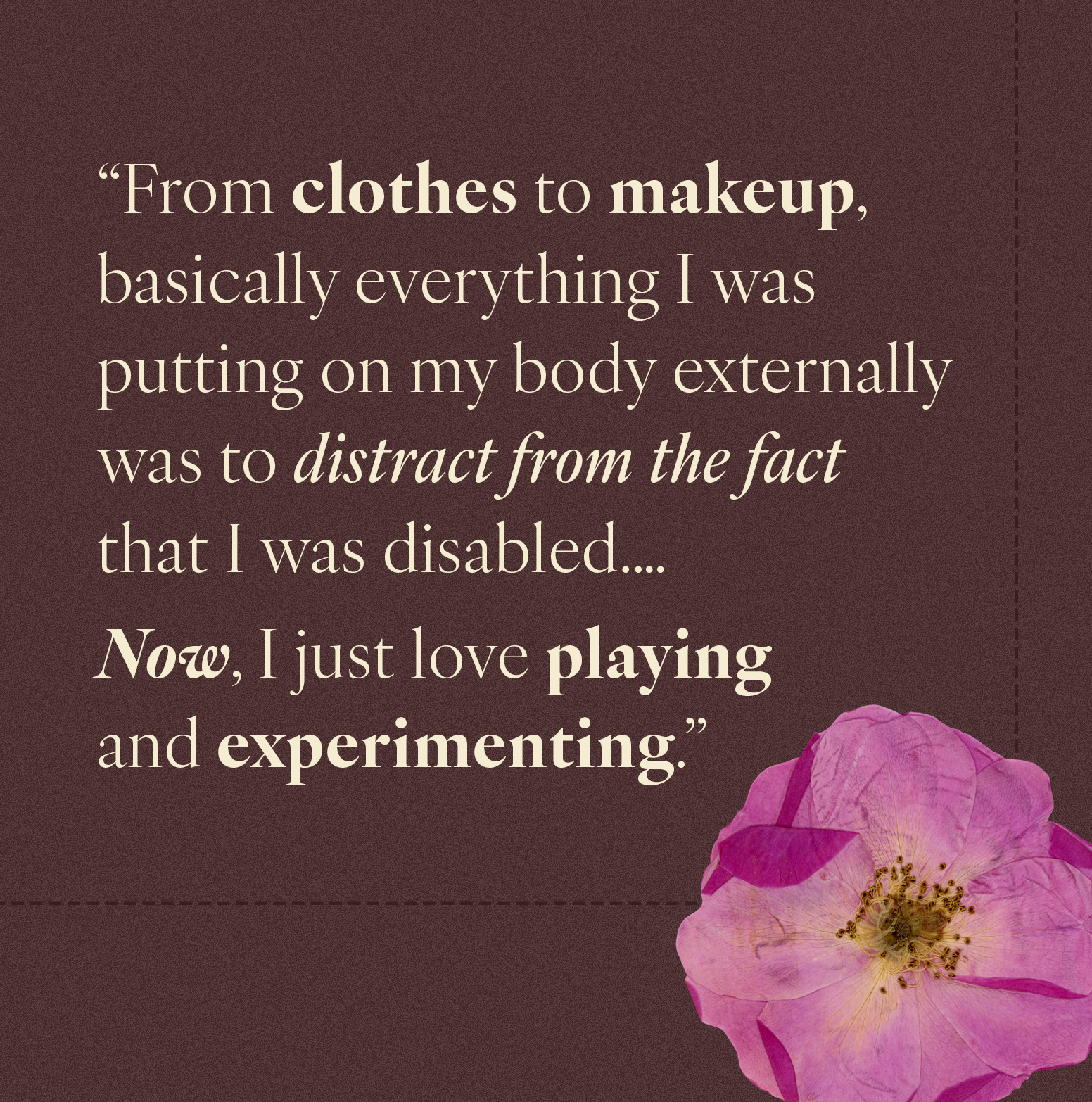 Pull quote from an interview with Maya Moore, @onehandedoverdressed.