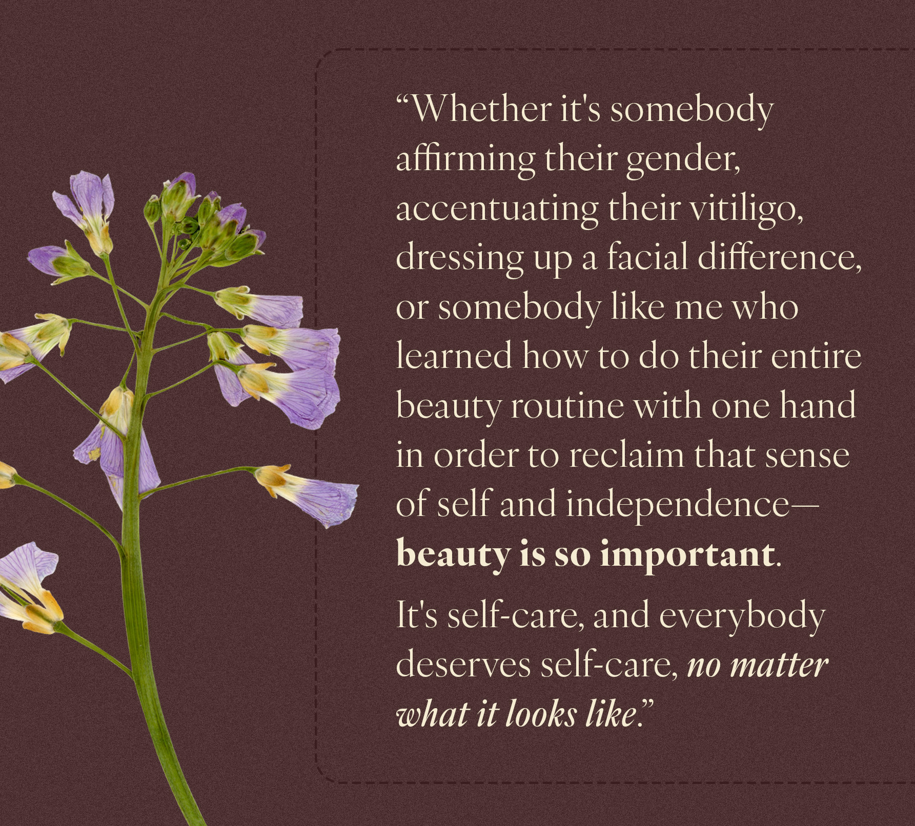 Pull quote from an interview with Maya Moore, @onehandedoverdressed.