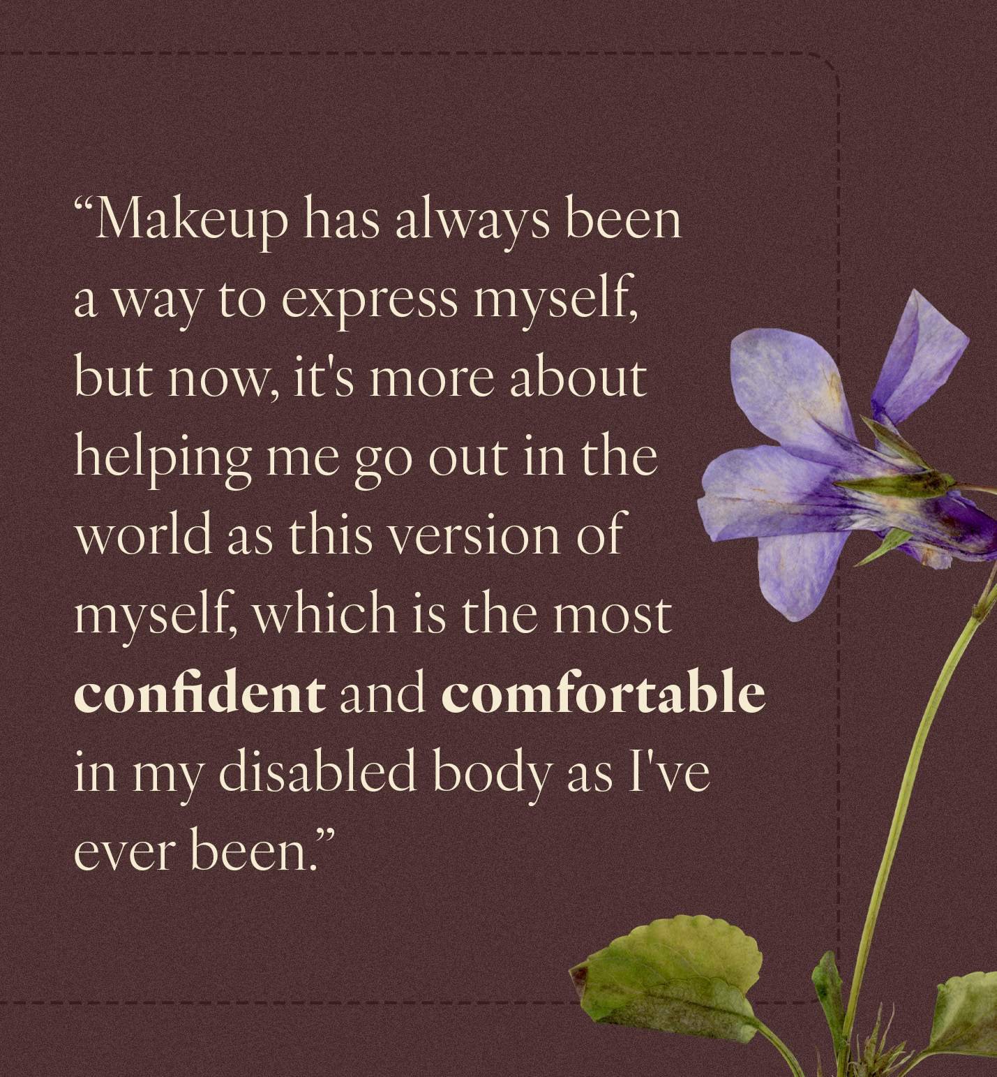 Pull quote from an interview with Maya Moore, @onehandedoverdressed.