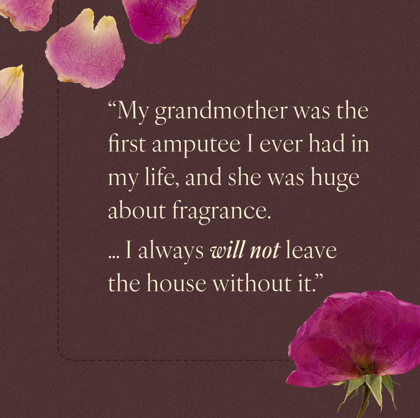 Pull quote from an interview with Maya Moore, @onehandedoverdressed.