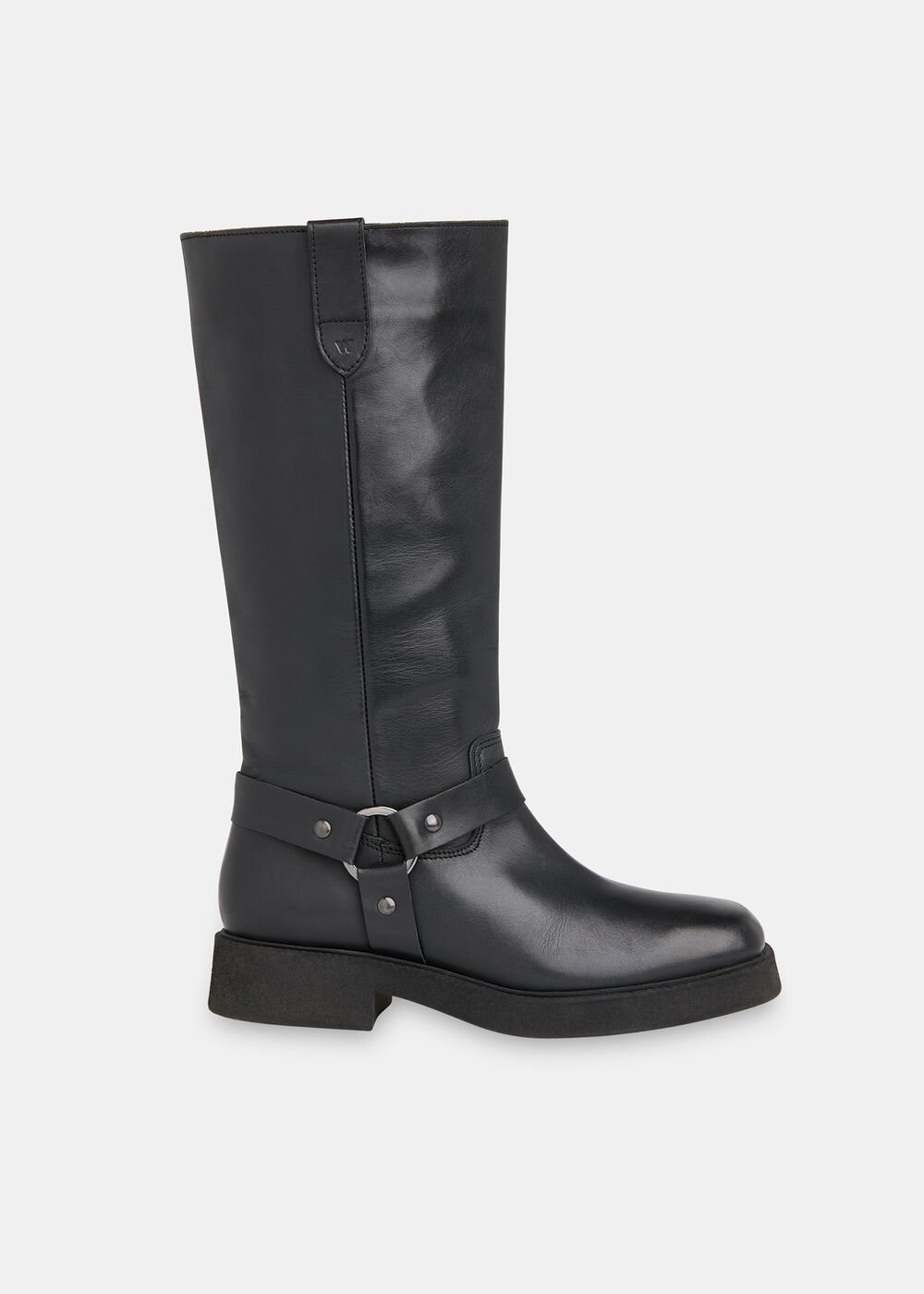 Black Matteo Knee High Biker Boot