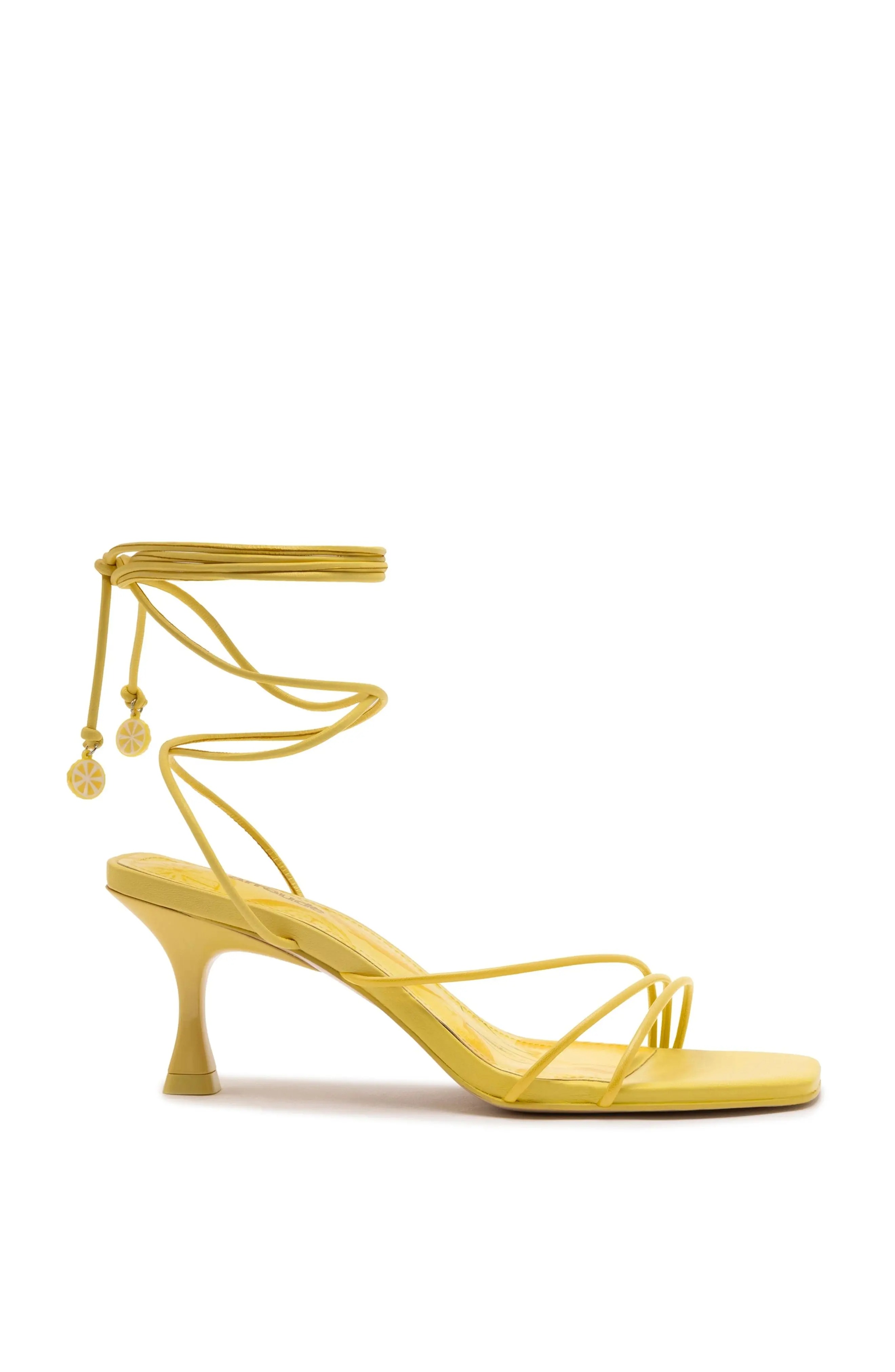 Yellow strappy heels