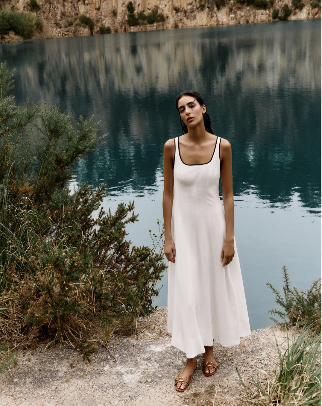 Midi Dress With Contrast Piping