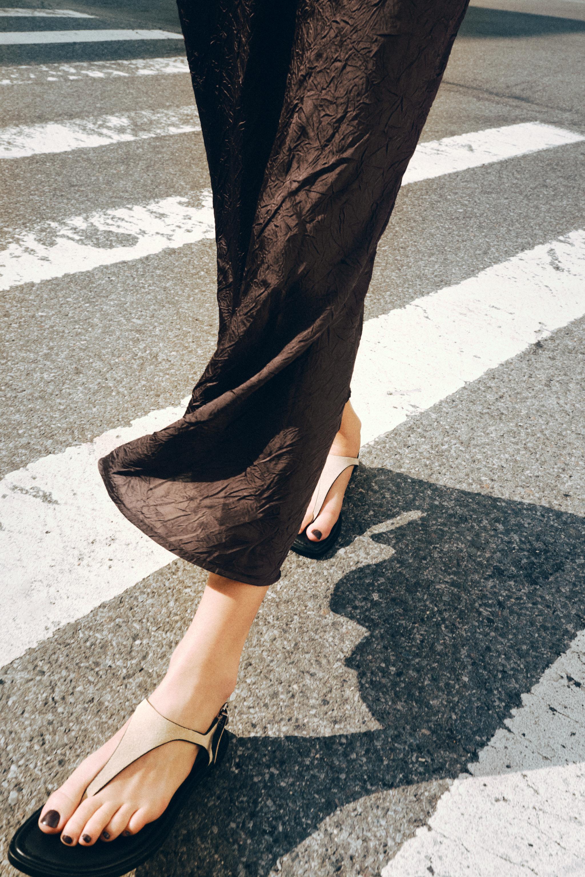 Leather Buckle-Strap Sandals