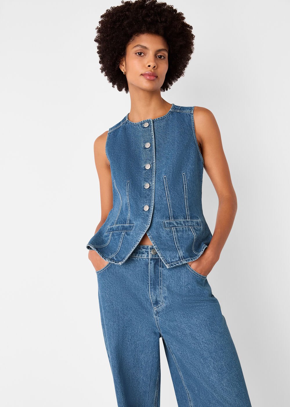 Denim Slim Fit Cotton Waistcoat