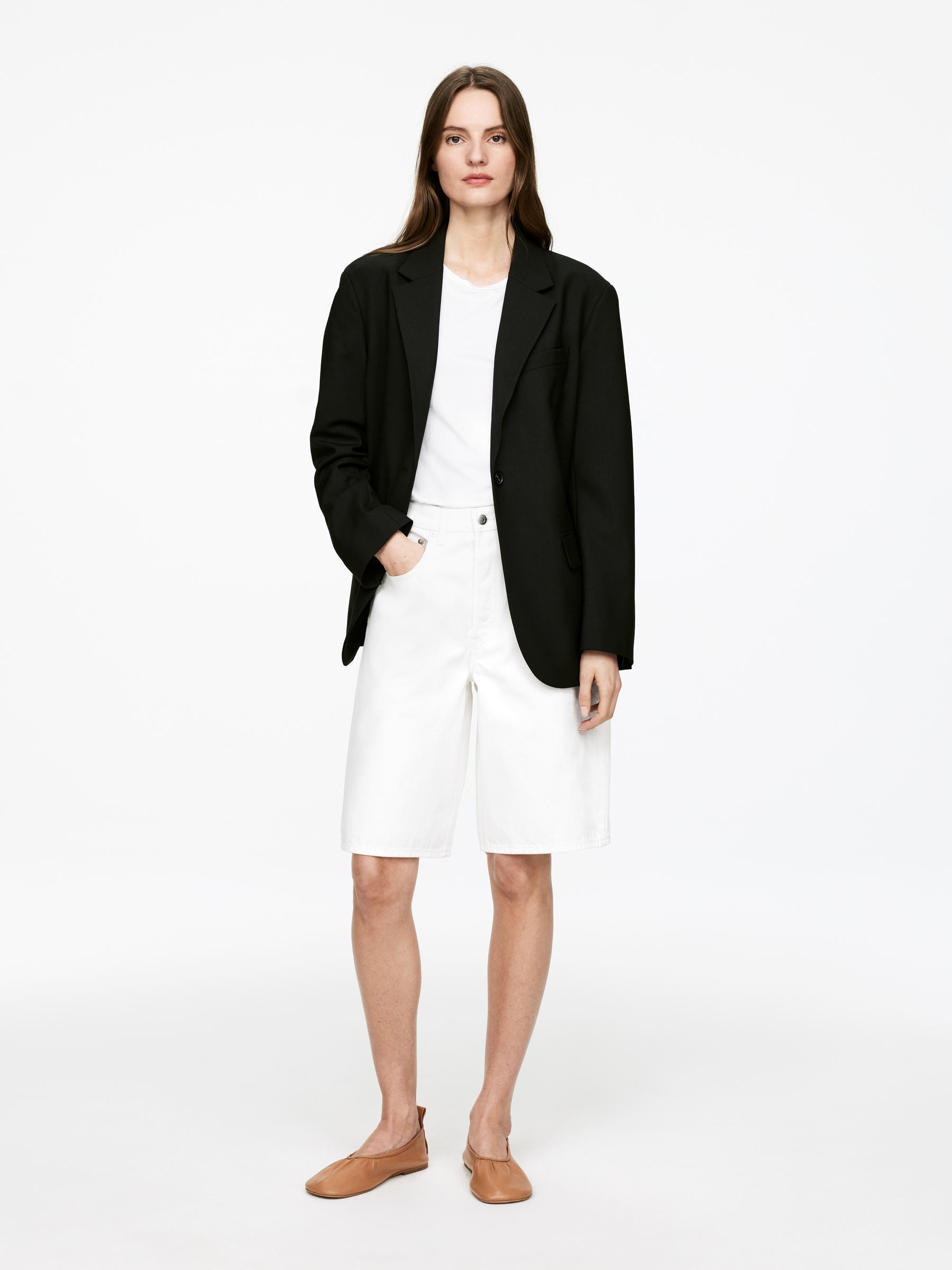 Long Denim Shorts – White – Women – Arket Gb