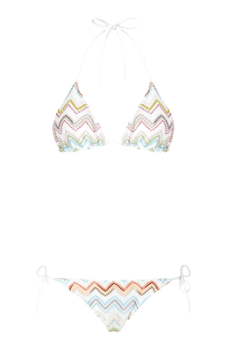 Triangle Bikini With 3d Lamé Zig Zag