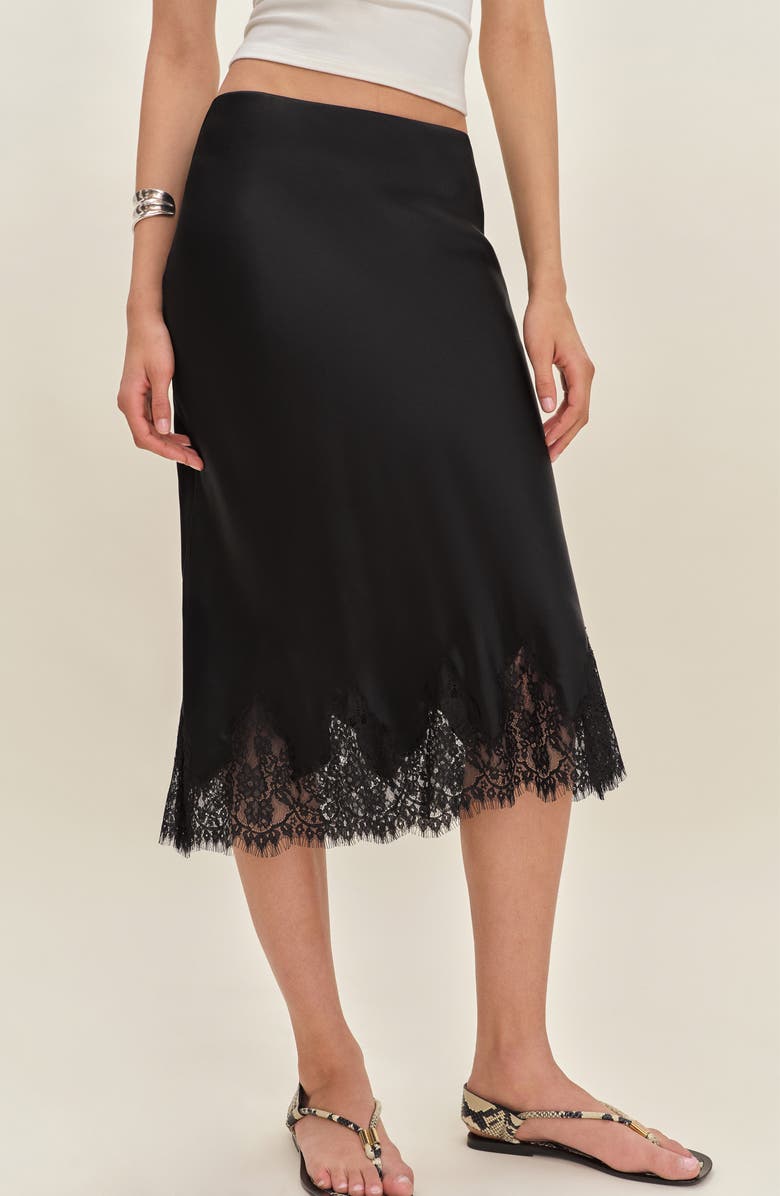 Carolina Lace Trim Silk Midi Skirt