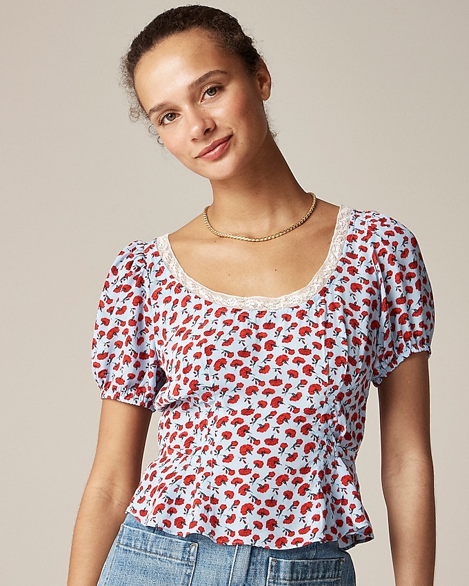 Rouje X J.crew Poet Top in Carnation Print