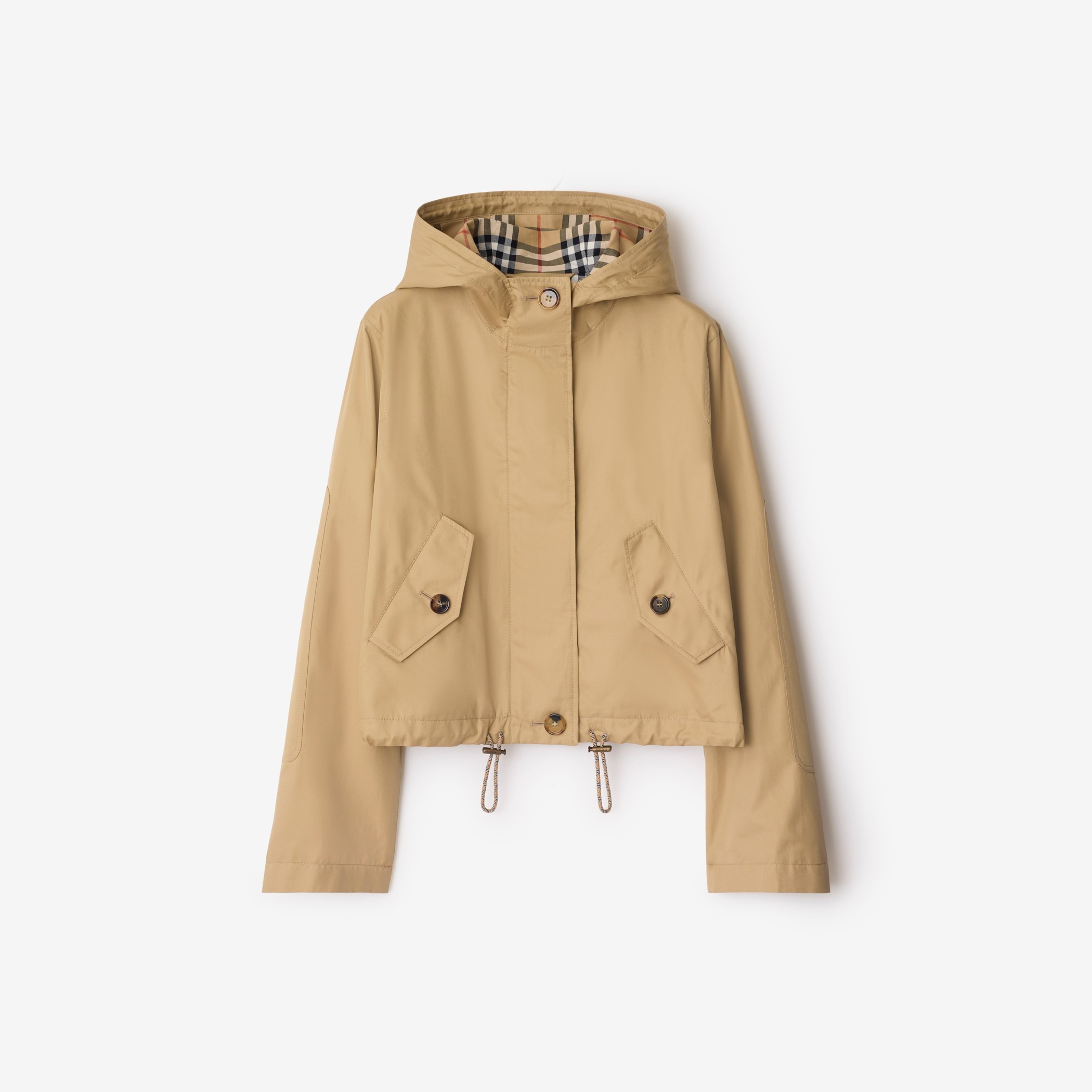Burberry, Short Gabardine Parka in Flax 