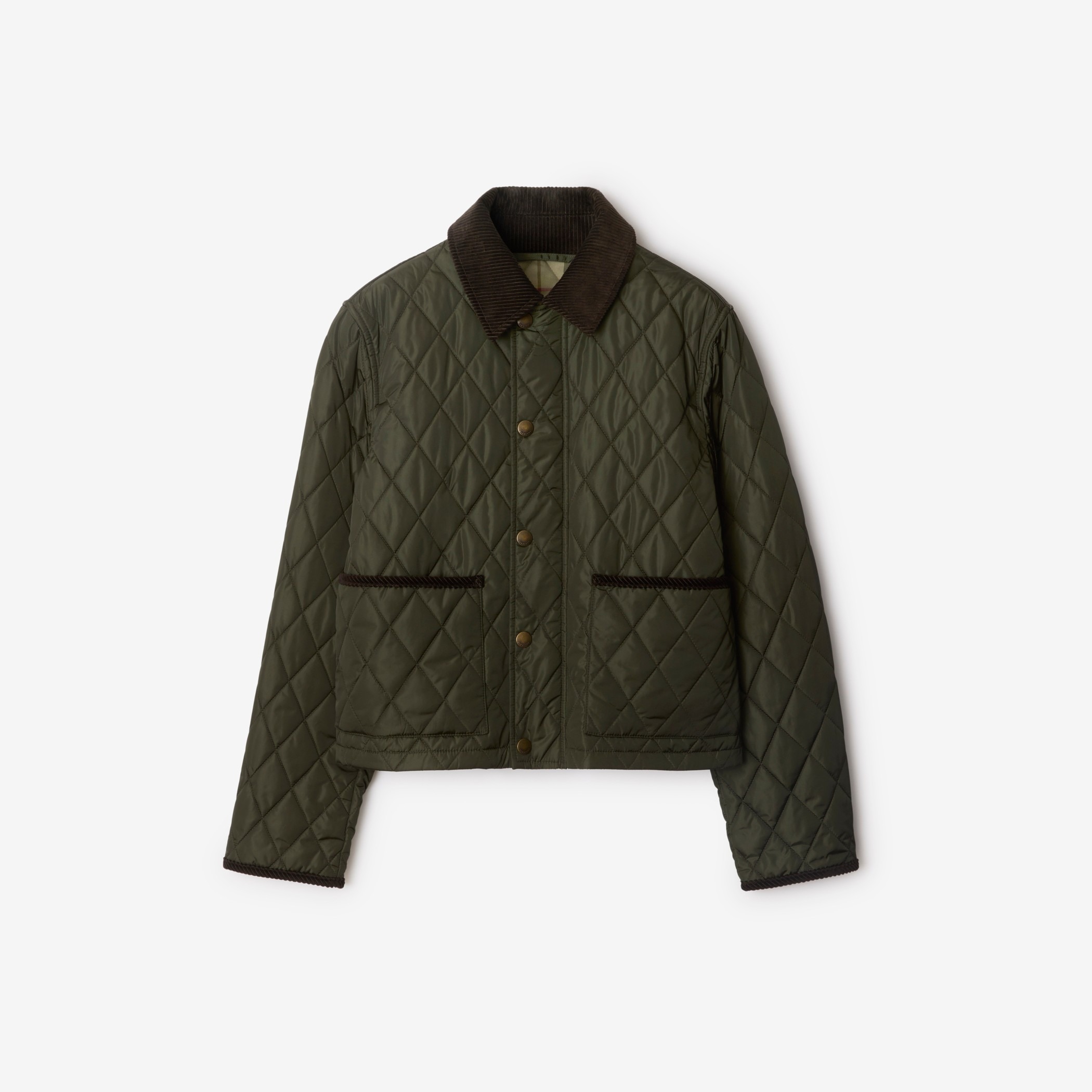 Burberry, Cropped Quilted Nylon Jacket in Shale/Brush 