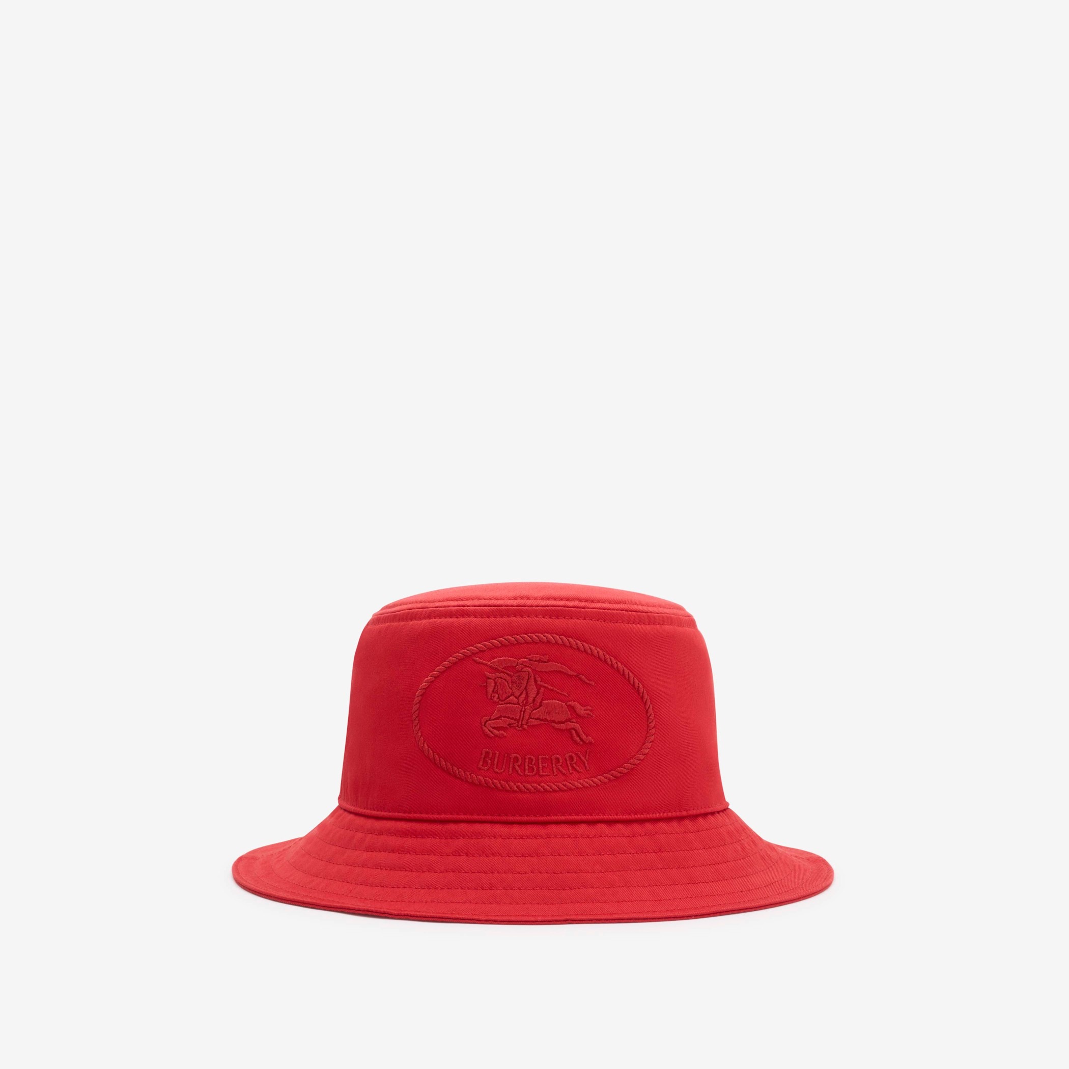 Burberry, Knight Stamp Gabardine Bucket Hat in Currant 