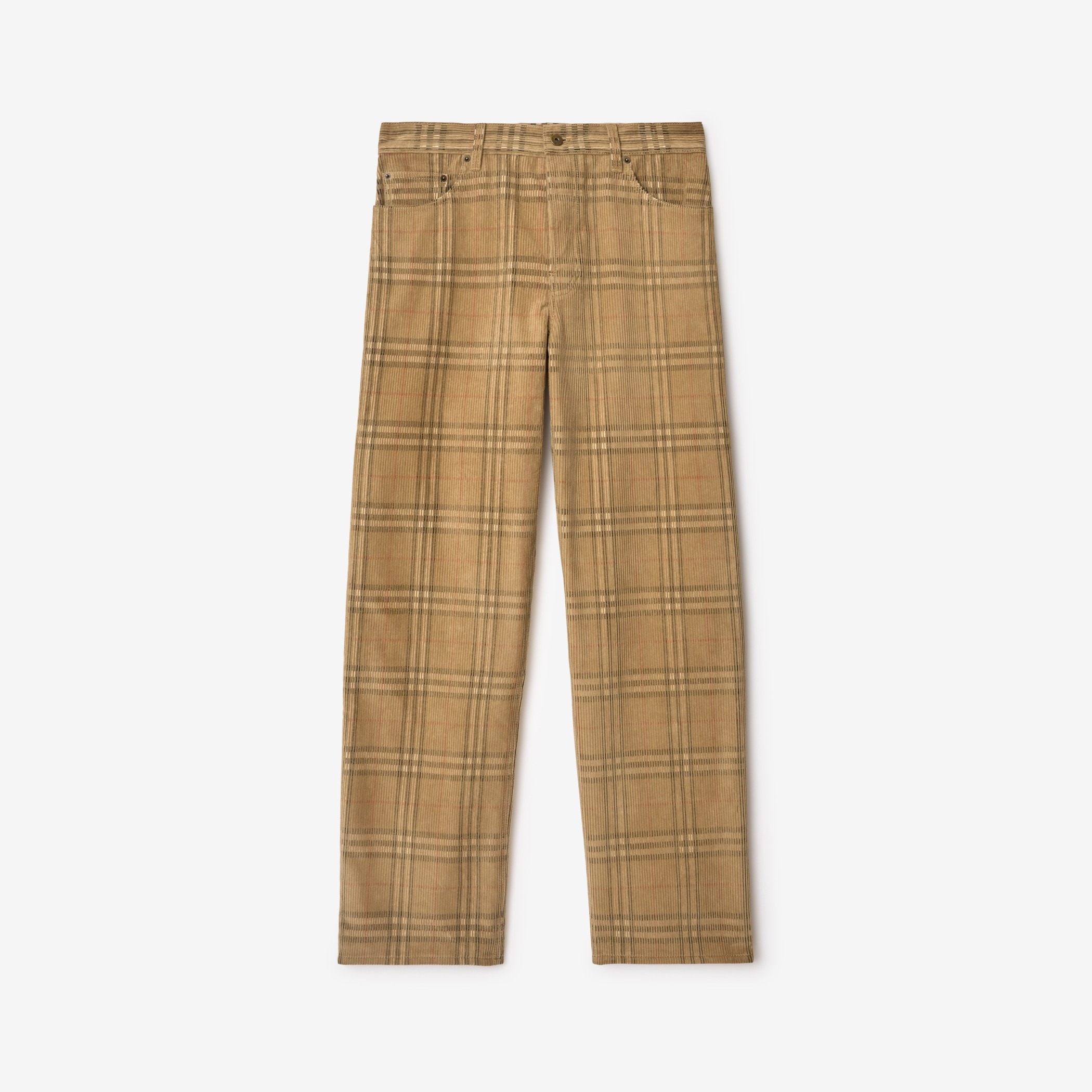 Burberry, Check Corduroy Trousers in Sand 