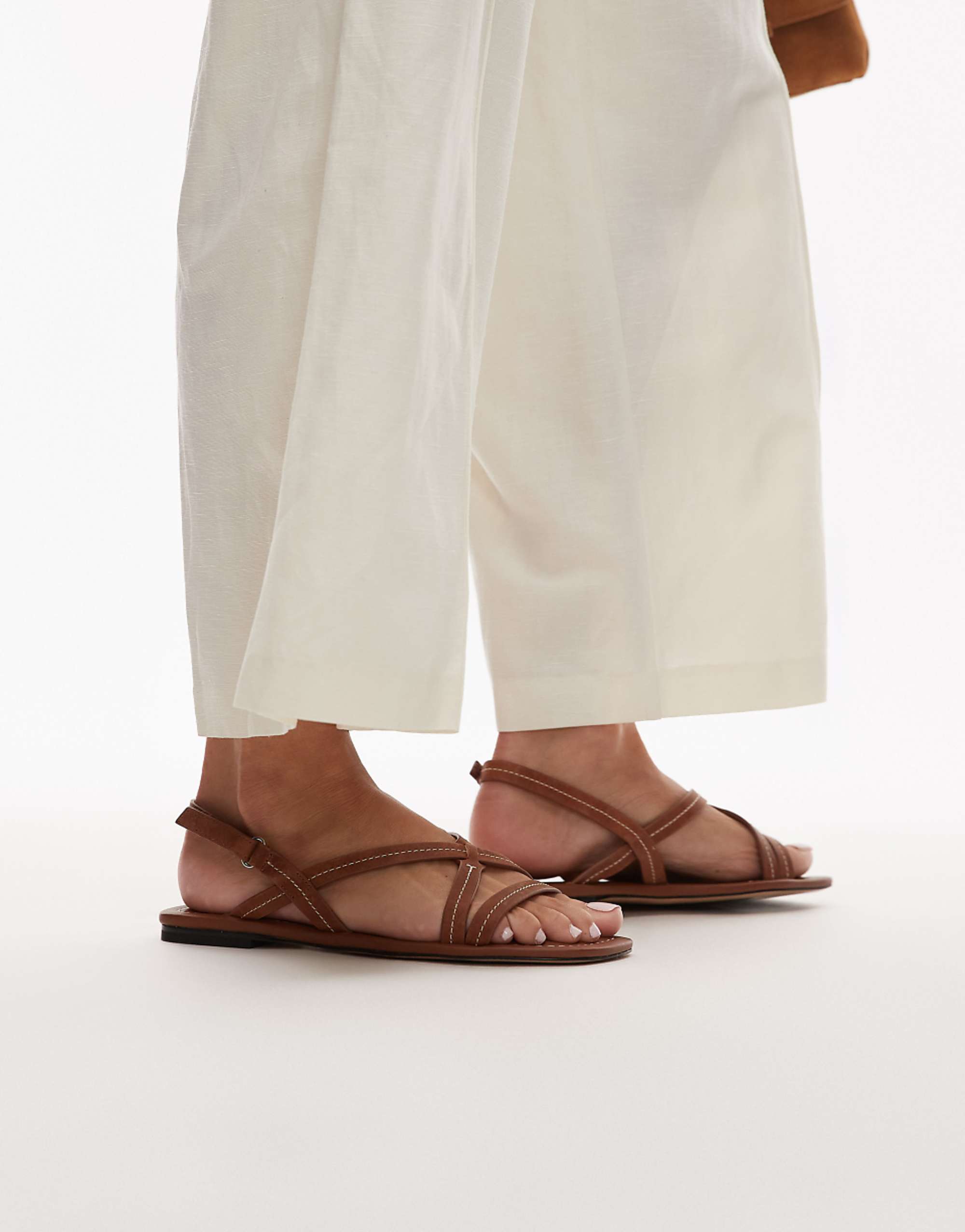 & Other Stories Real Leather Slingback Flat Sandals in Brown