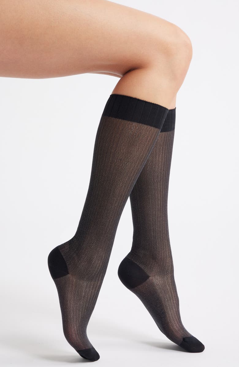 Sparkle Sheer Rib Knee Socks