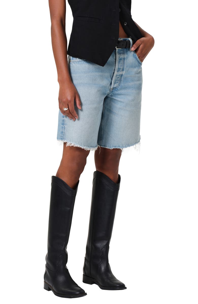 Ayla Distressed High Waist Cutoff Denim Bermuda Shorts