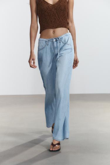 Flowy Drawstring Denim Pants