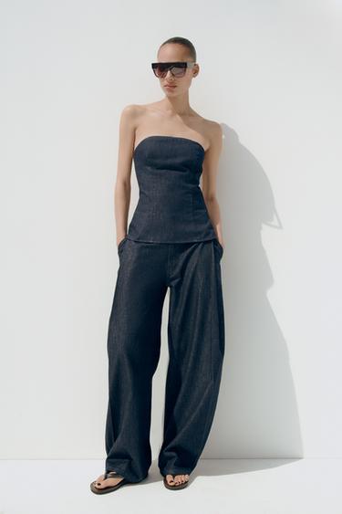 Trf Pleated Denim Pants