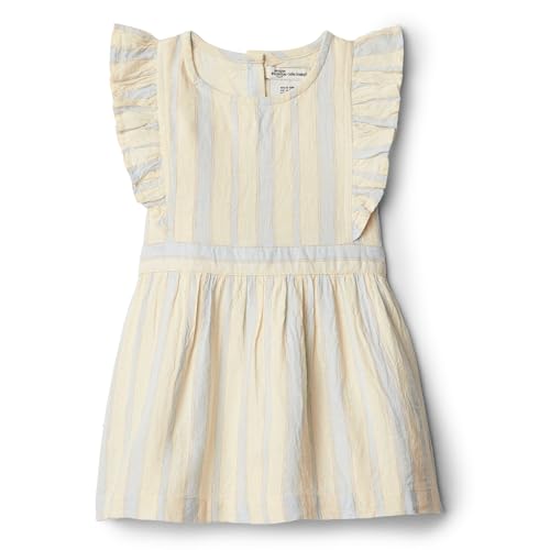 Amazon Essentials X Sofia Grainge Baby Girls' Linen Dress, Ivory Bar Stripe, 24 Months