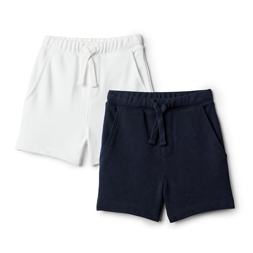 Amazon Essentials X Sofia Grainge Toddler Boys' Pull on Knit Shorts, Pack of 2, Navy/white, 3t