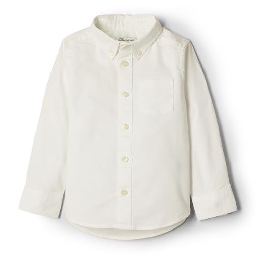Amazon Essentials X Sofia Grainge Toddler Boys' Stretch Oxford Collar Shirt, White, 3t