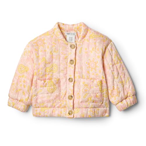 Amazon Essentials X Sofia Grainge Baby Girls' Quilted Jacket, Shell Pink Ornate Paisley, 24 Months