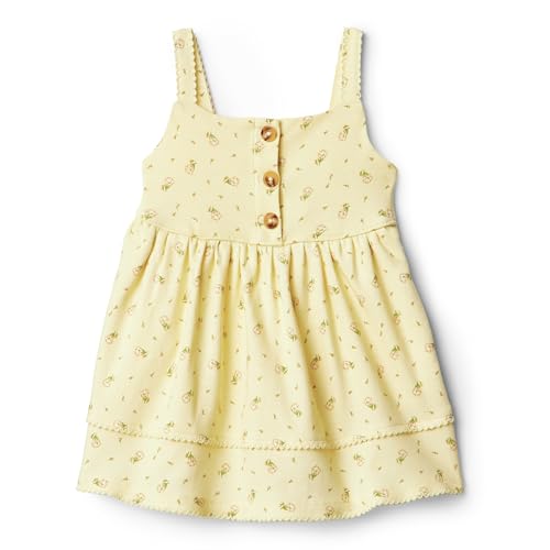 Amazon Essentials X Sofia Grainge Baby Girls' Knit Casual Dress, Light Tan Ditsy Flowers, 24 Months