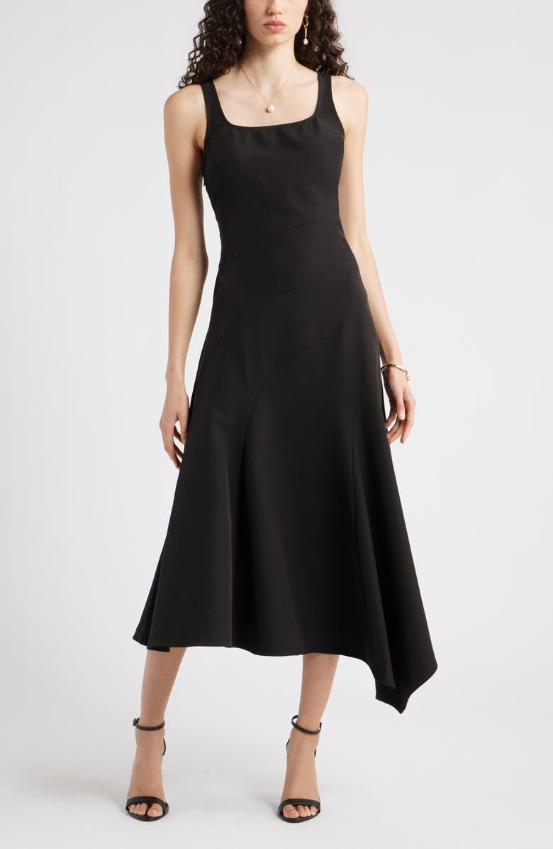 Seam Detail Asymmetric Midi Dress